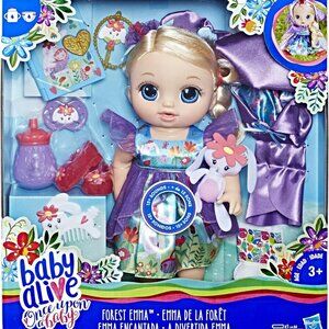 New in Box Baby Alive Forest Emma Doll w/15+ Sounds Blonde and a Mini Story Book